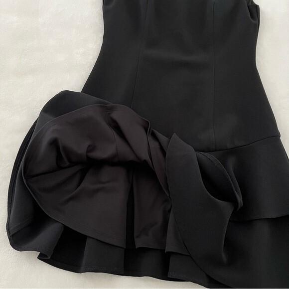 Eliza J Black Cap Sleeve Fit and Flare Tiered Flounce Hem Sheath Dress, Size 2P - Picture 7 of 13
